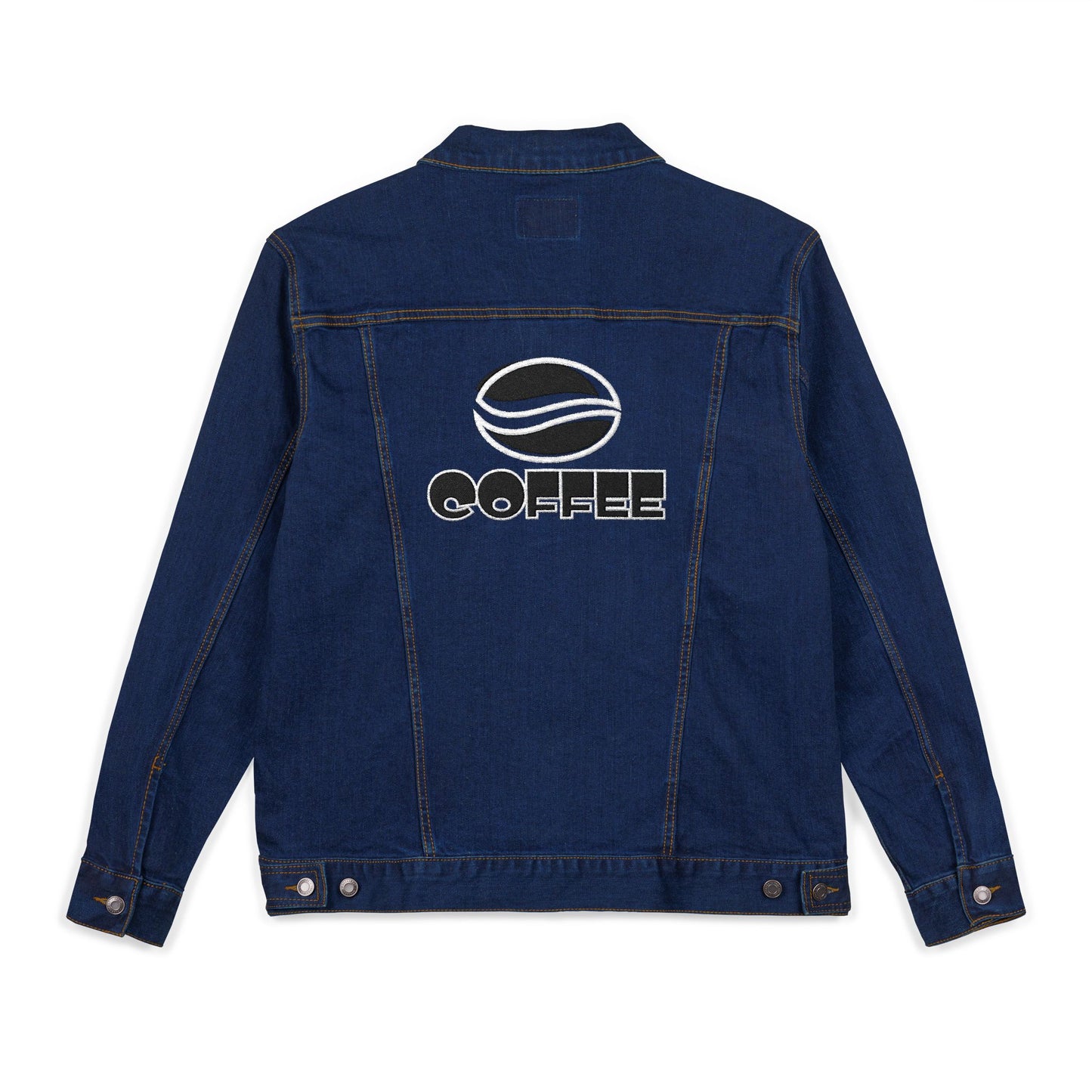Bold Coffee Logo Denim Jacket – Unisex Embroidered Style (USA Only)