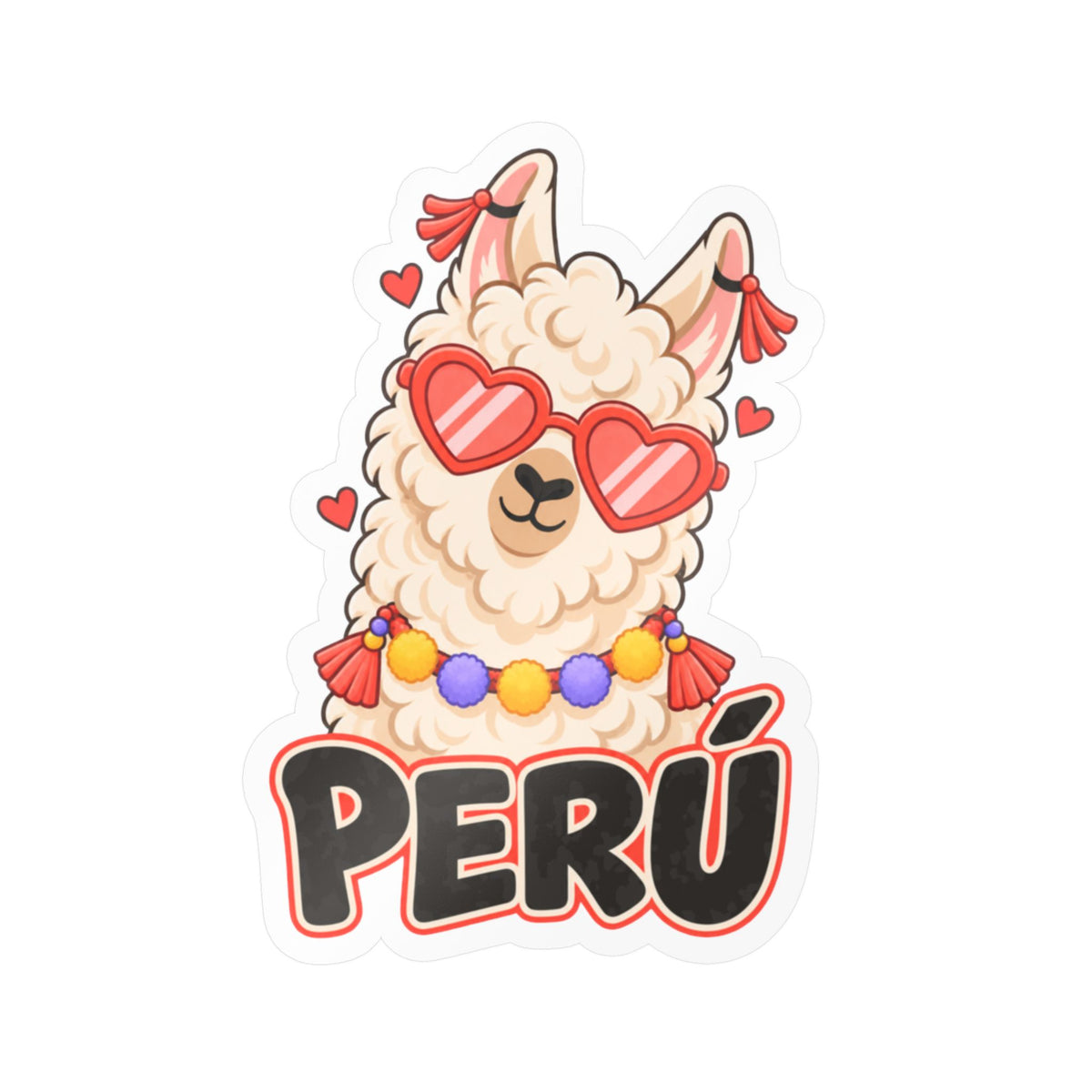 Best Cool Llama Peru Sticker - Heart Sunglasses Llama Decal
