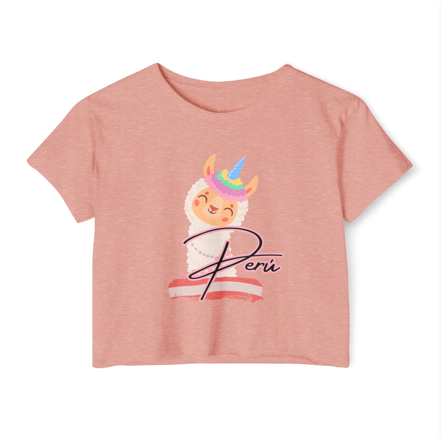 Peruvian Crop Top "Llama Rainbow"