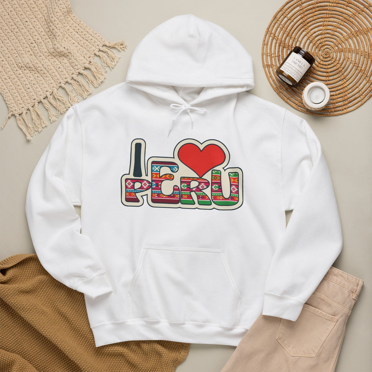 Best I Love Peru Hoodie - Colorful Andean Textile Gift