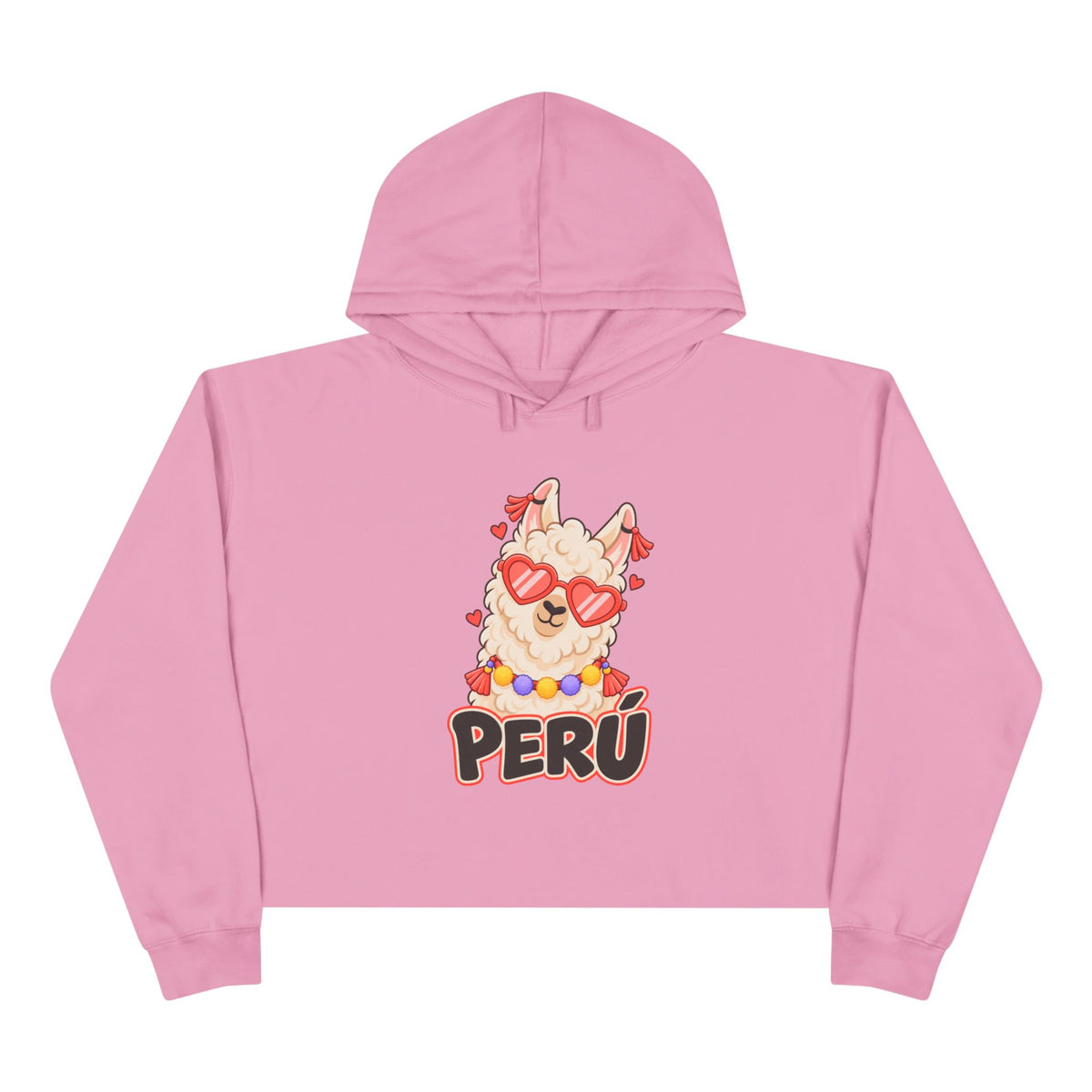 Best Cool Llama Peru Crop Hoodie - Heart Sunglasses Gift