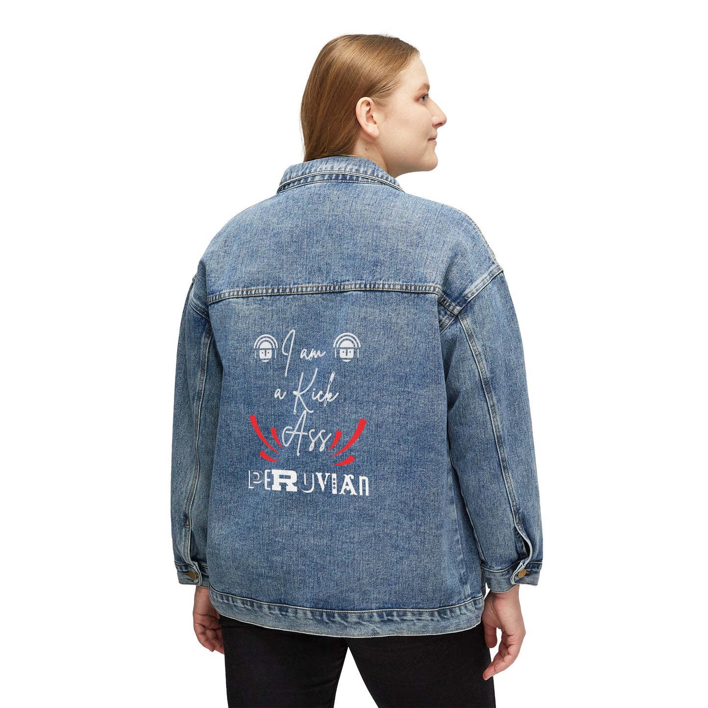 Peruvian Women's Denim Jacket "I'm a Kick ass"