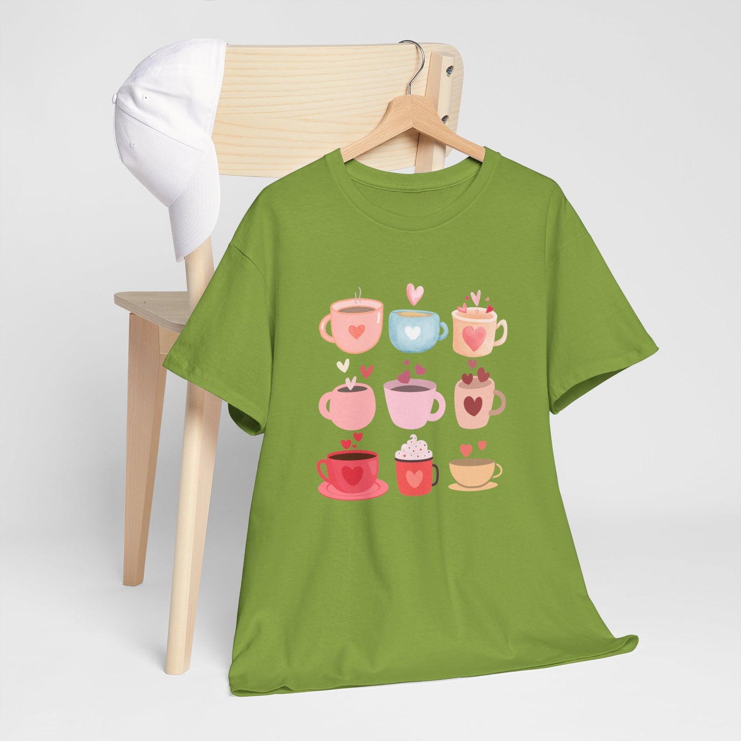 Best Unisex Coffee T-Shirt "Coffee Mugs Hearts"