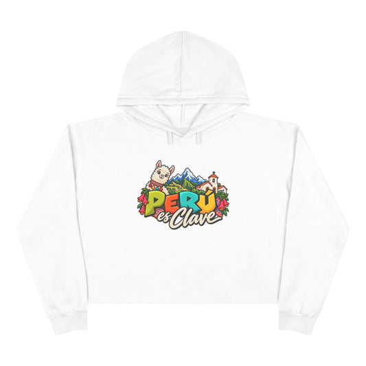 Best Perú es Clave Crop Hoodie - Alpaca & Machu Picchu Gift