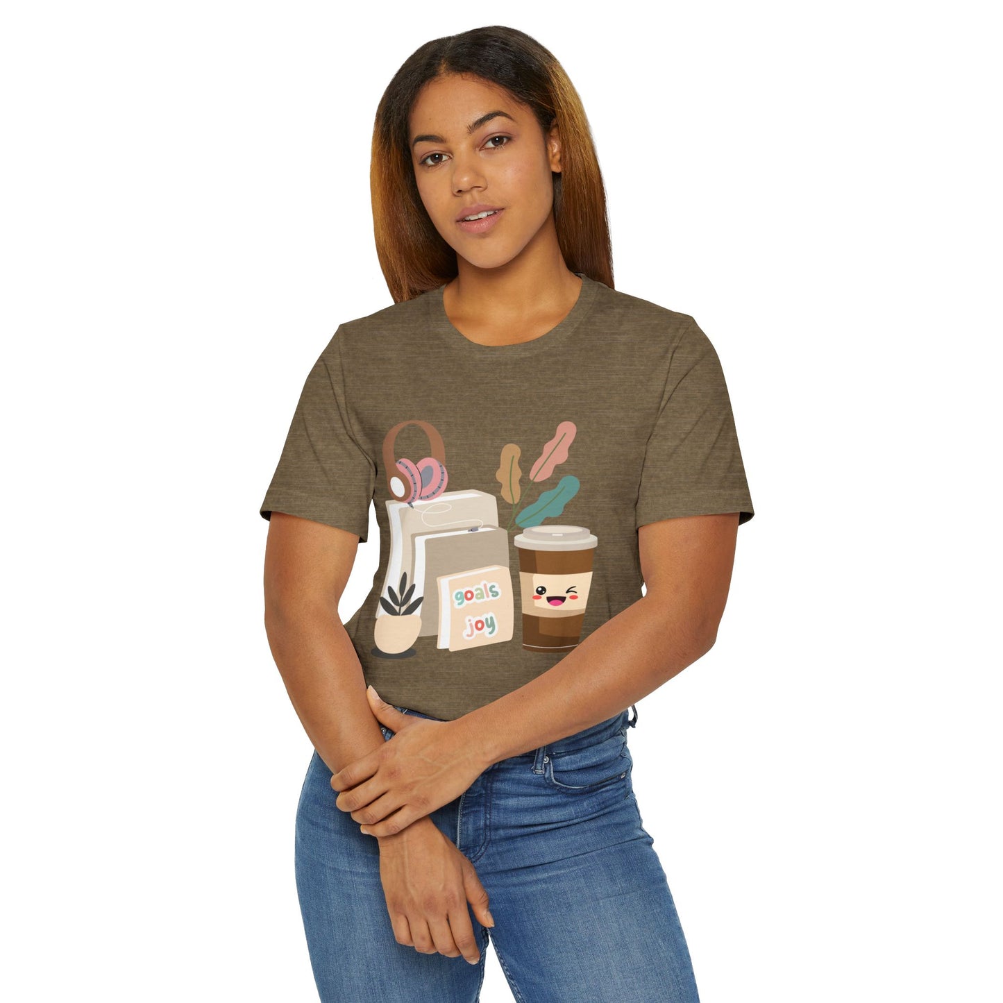 Goals & Joy Coffee T-Shirt – Cute Motivational Graphic Tee for Coffee Lovers (USA Only)
