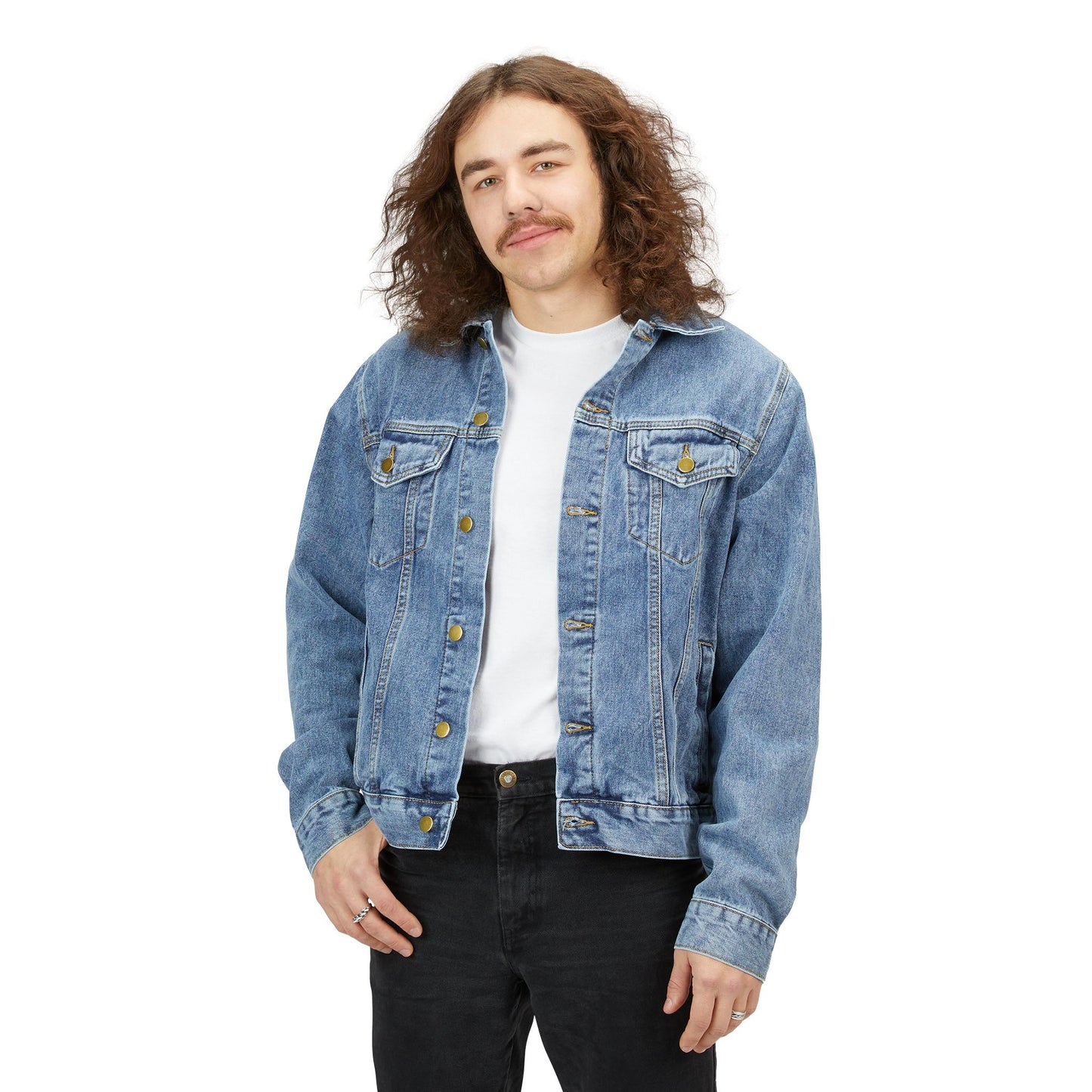 Best Men's Denim coffee Jacket That Speaks to Your Soul:  Peace, Love & Brew