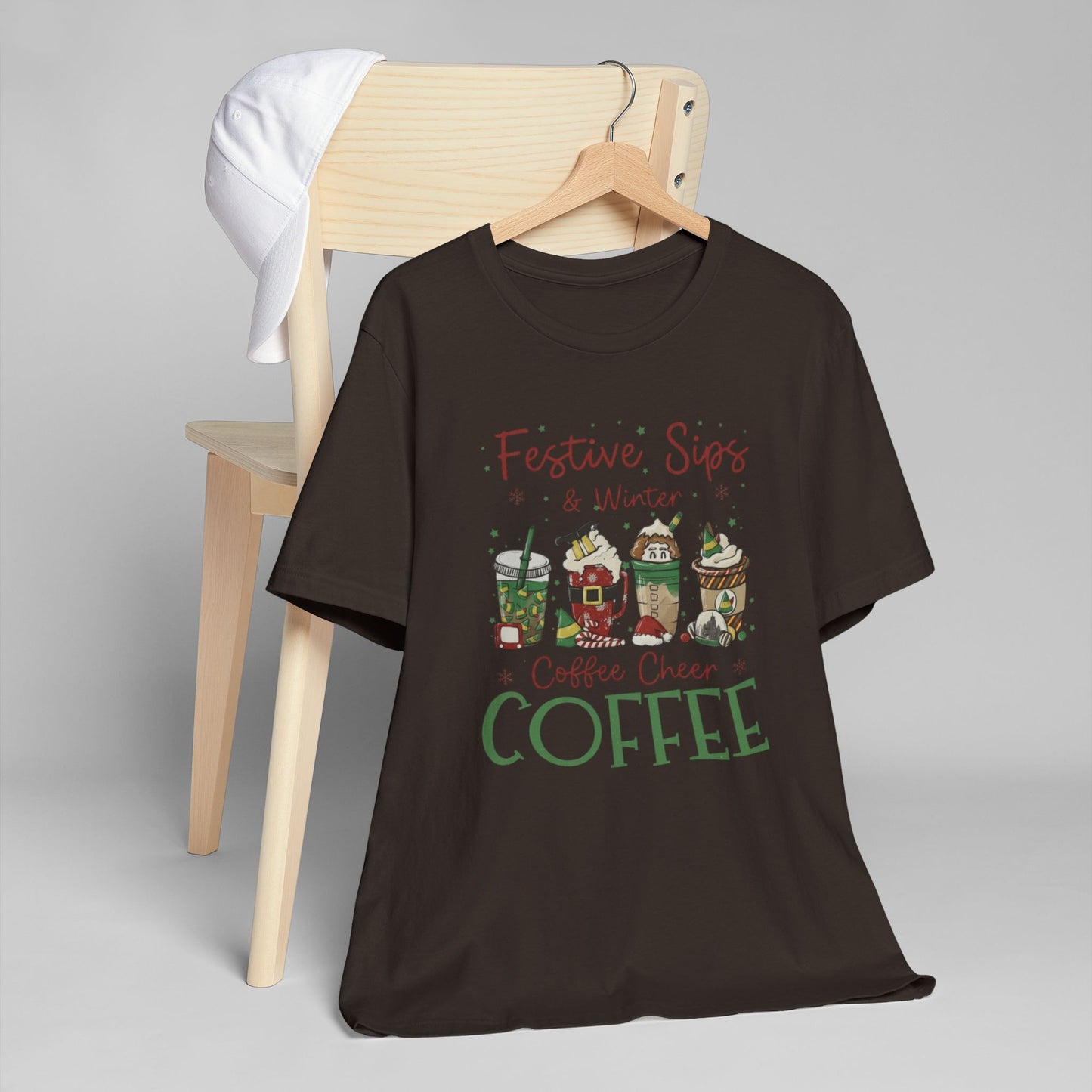 ❄️☕ Festive Sips & Winter Coffee Cheer T-Shirt USA | Holiday Coffee Tee