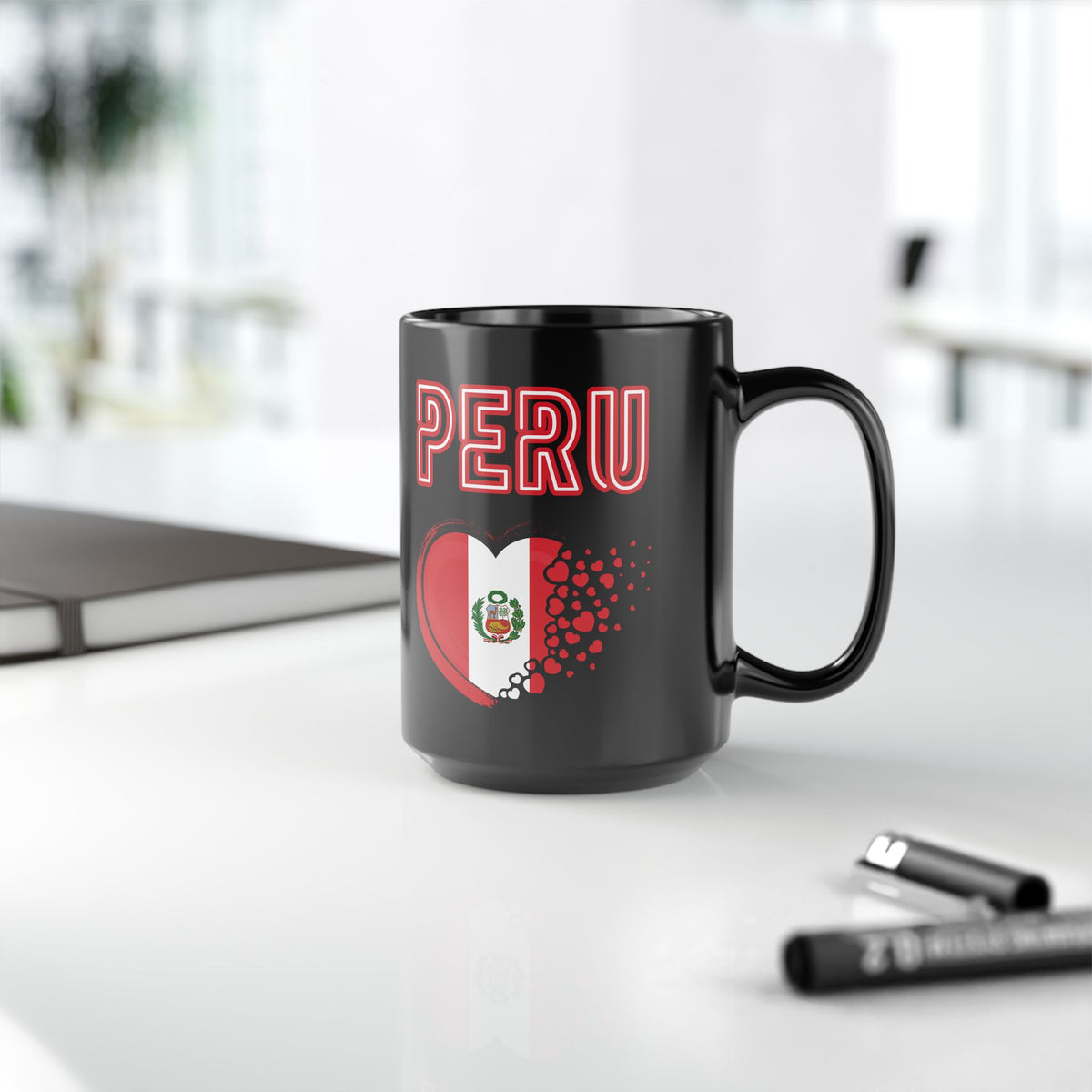 Best Peruvian Black Coffee Mug "Peru Heart Flag"