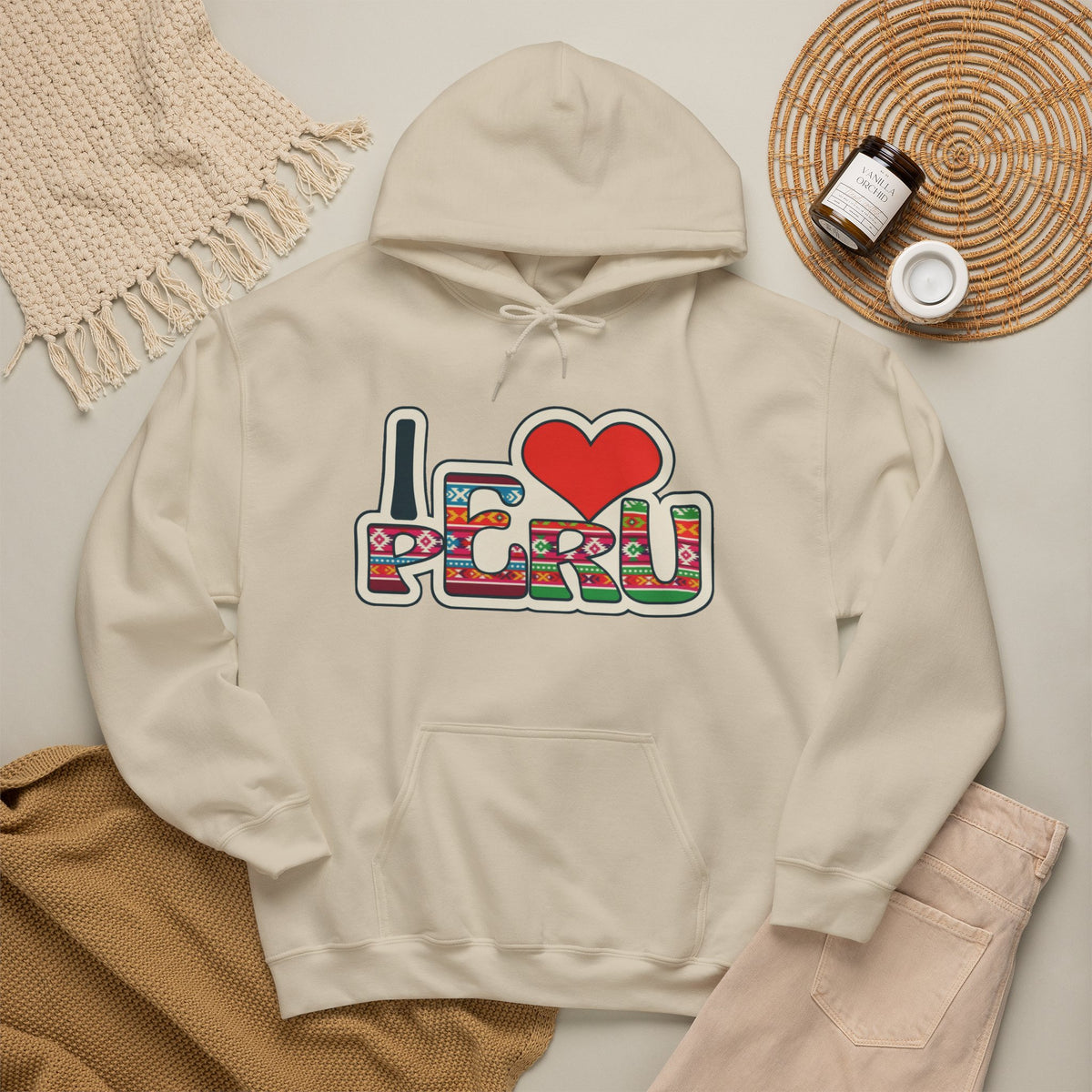 Best I Love Peru Hoodie - Colorful Andean Textile Gift
