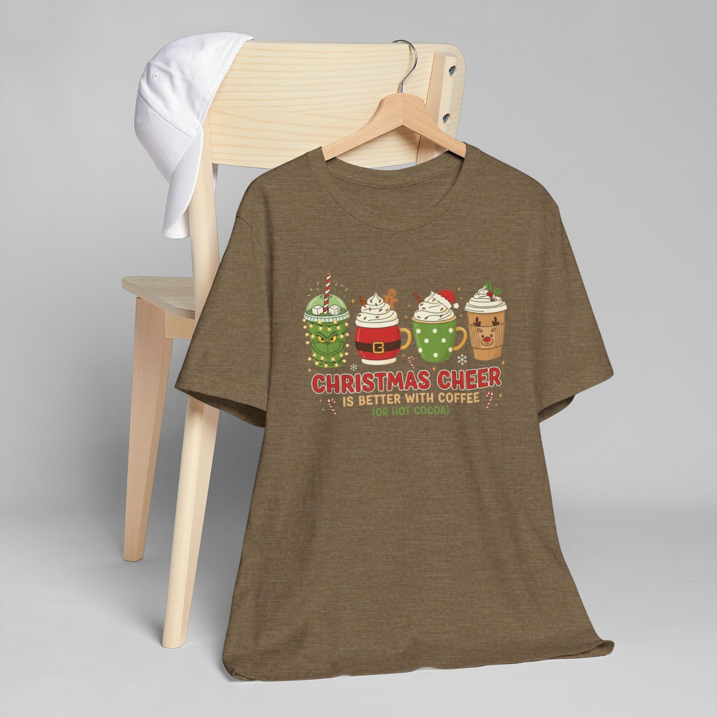 🎄☕ Christmas Cheer Coffee T-Shirt USA | Holiday Coffee & Cocoa Tee