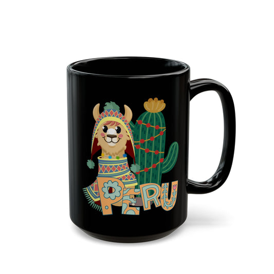 Best Peruvian Black Coffee Mug "Llama Cactus"