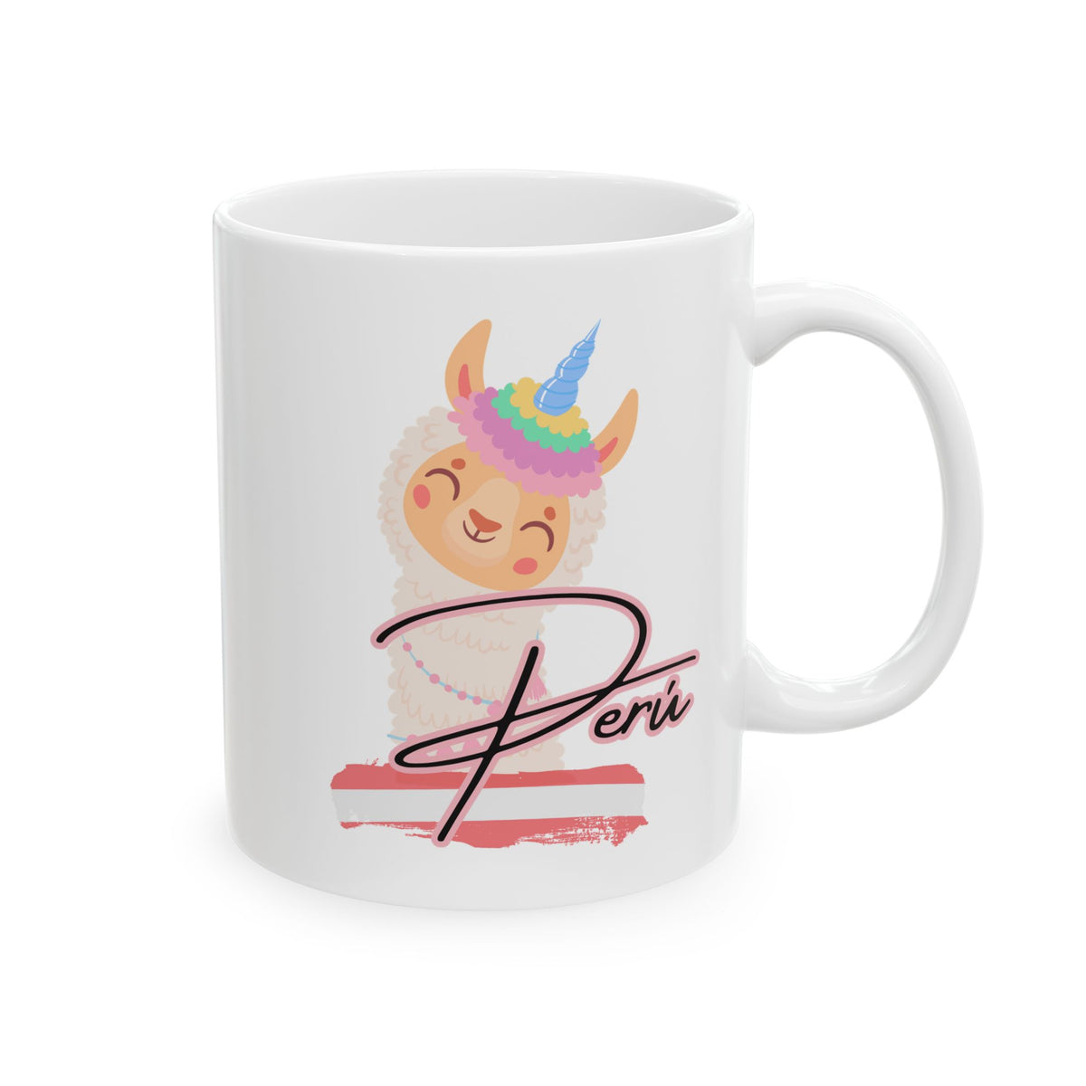 Best Peruvian Ceramic Coffee Mug "Llama Rainbow"