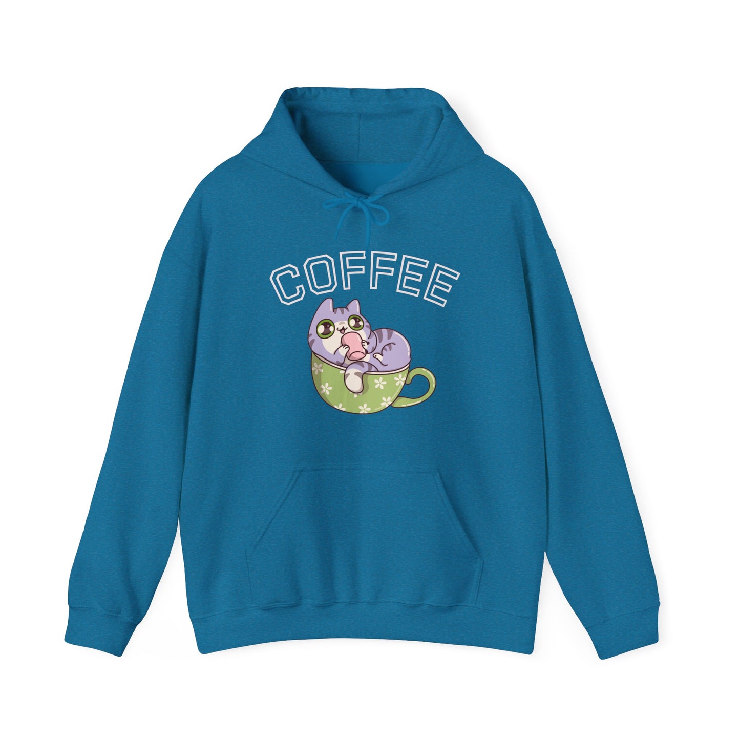 Coffee Cat in a Cup Hoodie – Cute Kitty Coffee Graphic Sweatshirt for Coffee Lovers (USA Only)