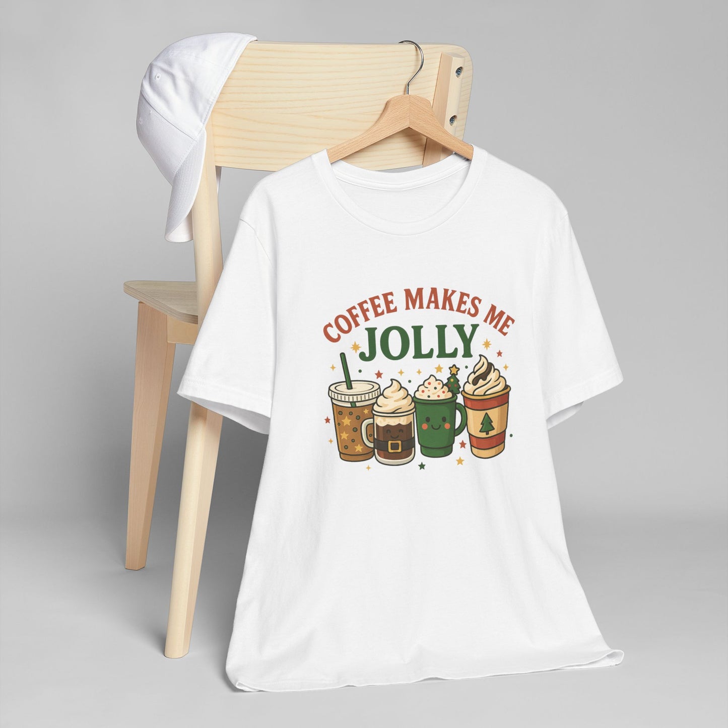 ☕ Coffee Makes Me Jolly Unisex T-Shirt USA | Holiday Coffee Tee
