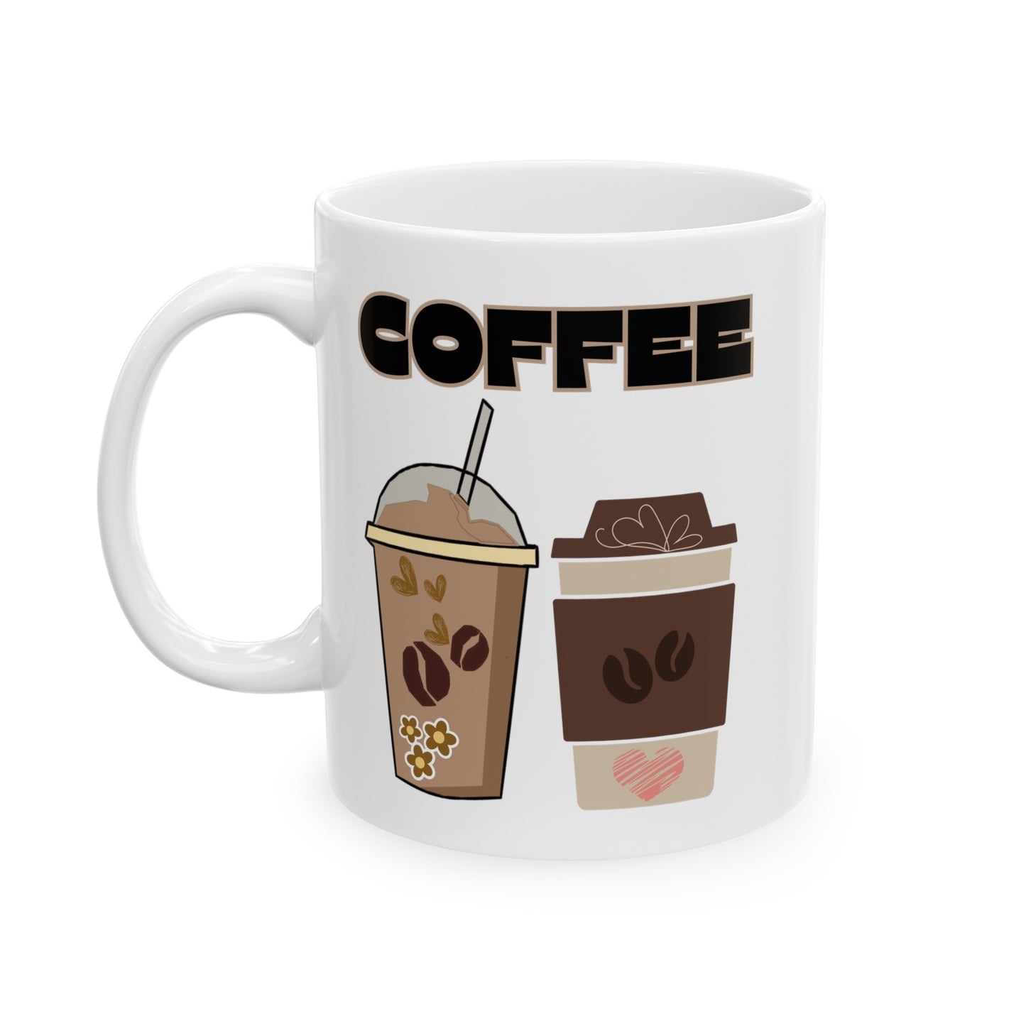 Best Ceramic Coffee Mug, (11oz, 15oz) "COFFEE"