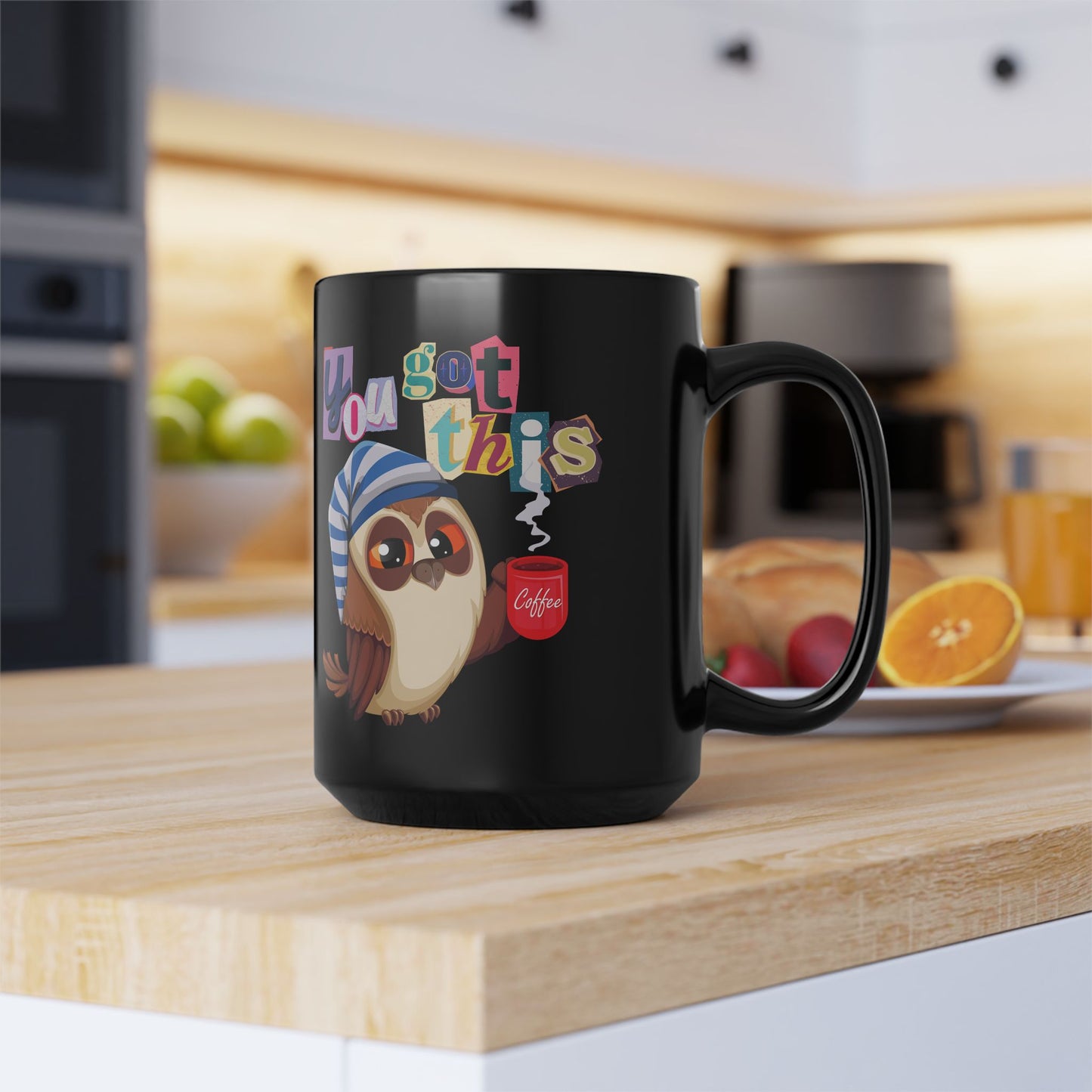 Best Black Coffee Mug with Sleepy Owl's Wake-Up Call: Midnight Motivator