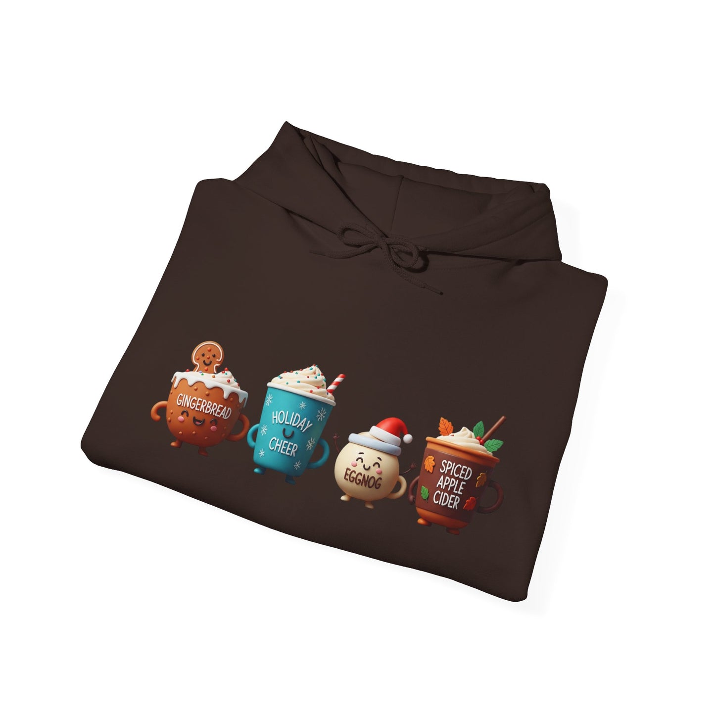 Holiday Drinks Hoodie USA 🎄☕ – Unisex Hoodie with Gingerbread, Eggnog & Cider