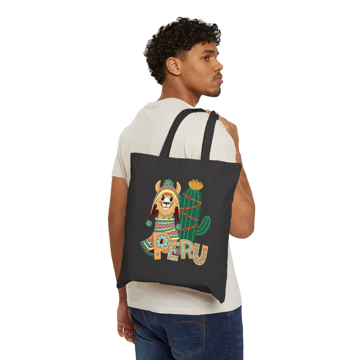 Best Peru Llama Cactus Canvas Tote Bag