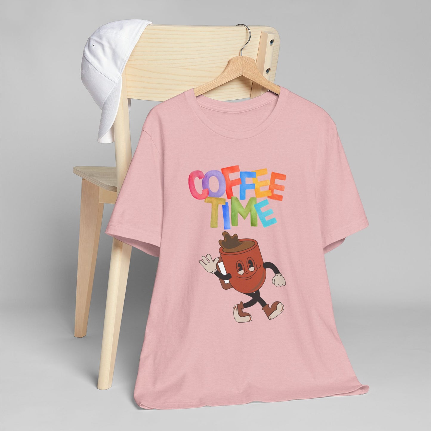 Coffee Time Retro T-Shirt – Fun Cartoon Coffee Cup Graphic Tee for Coffee Lovers (USA Only)