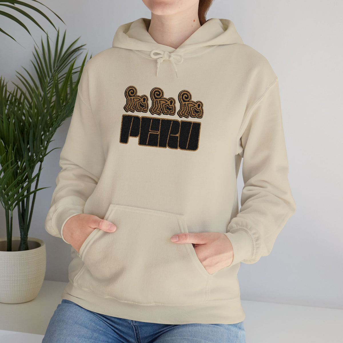 Best Nazca Lines Hoodie - Embroidered Monkey Peru Gift