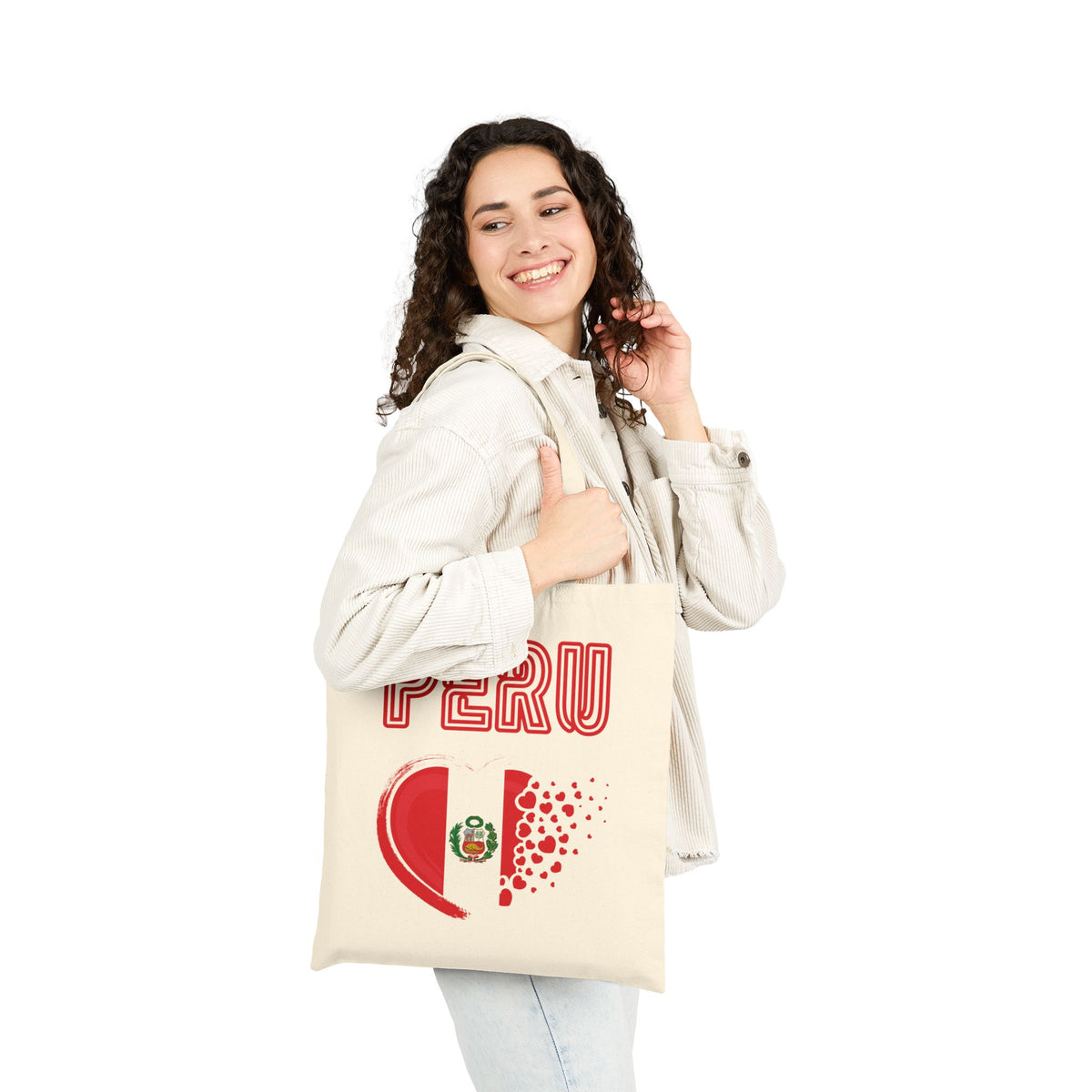 Best Peru Heart Flag Canvas Tote Bag