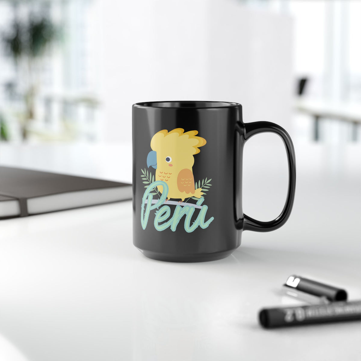 Best Peruvian Black Coffee Mug "Gallito de las Rocas"