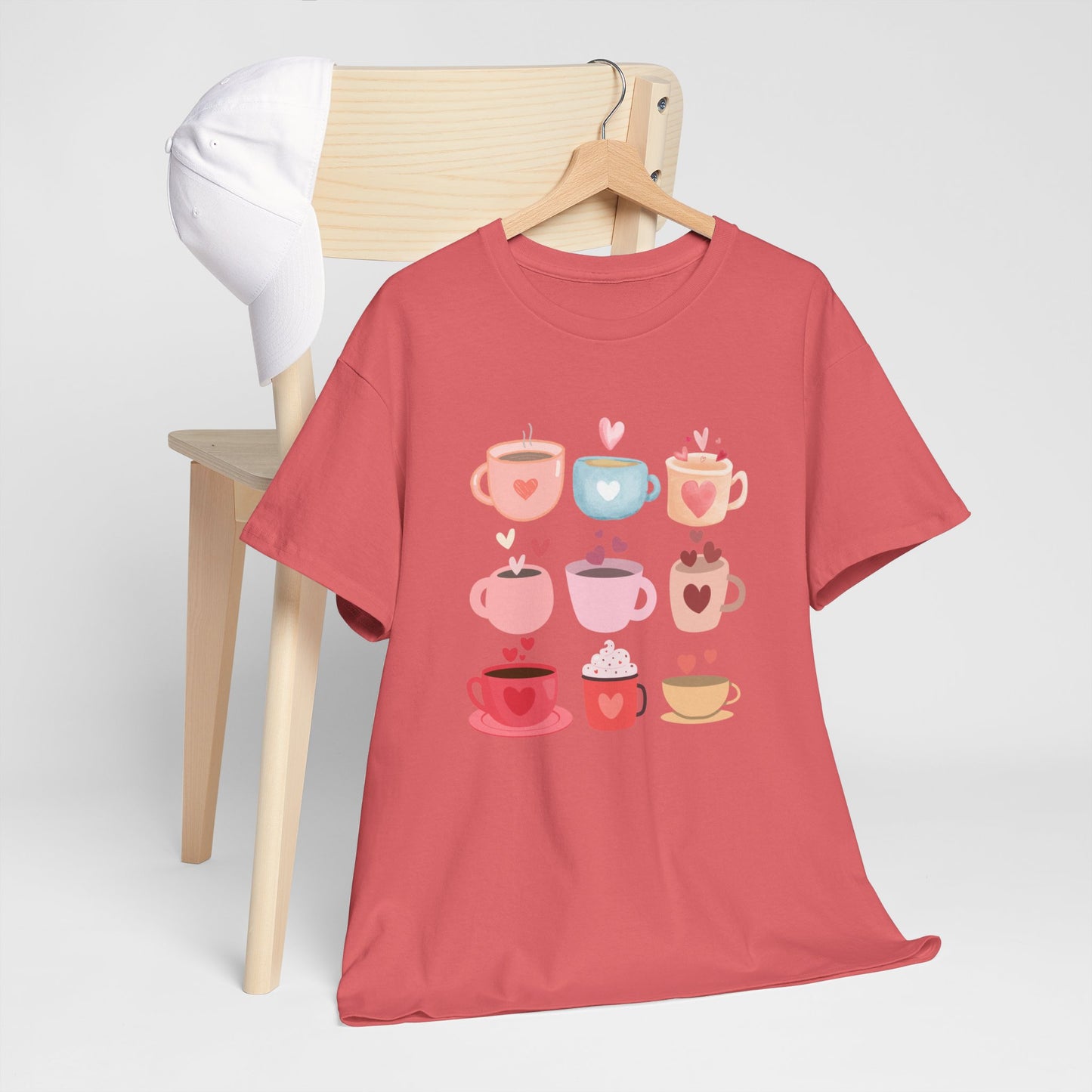 Best Unisex Coffee T-Shirt "Coffee Mugs Hearts"