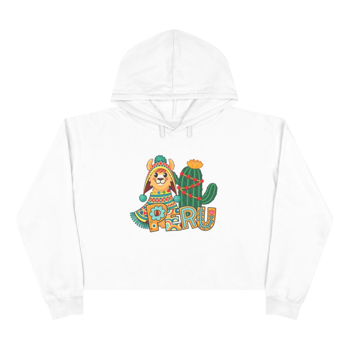 Best Chullo Llama Peru Crop Hoodie - Cute Andean Gift