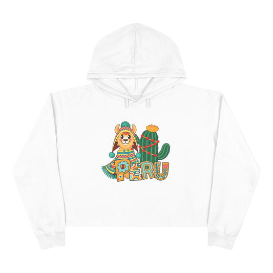 Best Chullo Llama Peru Crop Hoodie - Cute Andean Gift