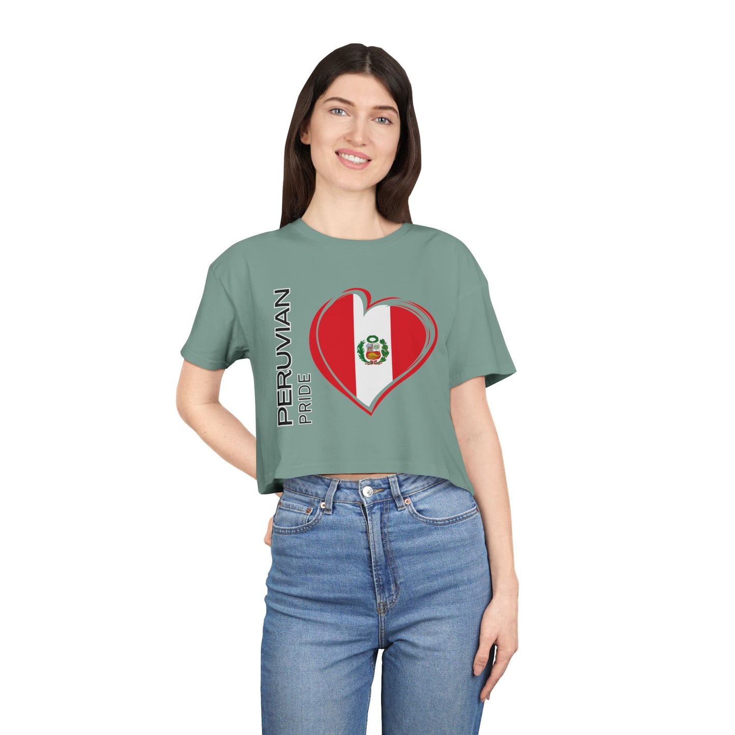 Best Peruvian Pride Crop Top | Peru Flag Heart | Gift USA