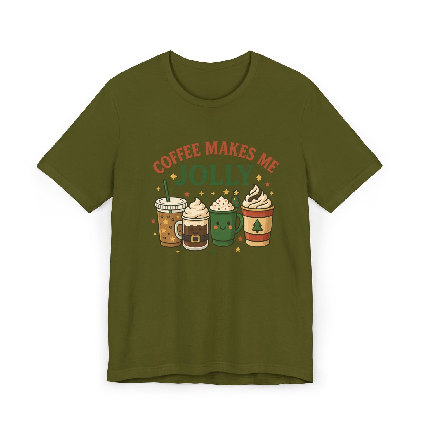 ☕ Coffee Makes Me Jolly Unisex T-Shirt USA | Holiday Coffee Tee