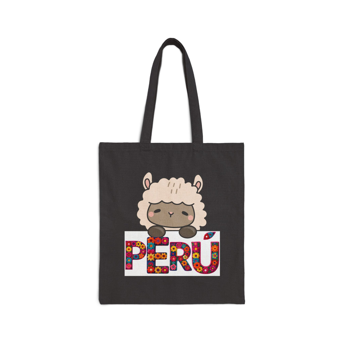 Best Peruvian Canvas Tote Bag "Peru Floral Llama"
