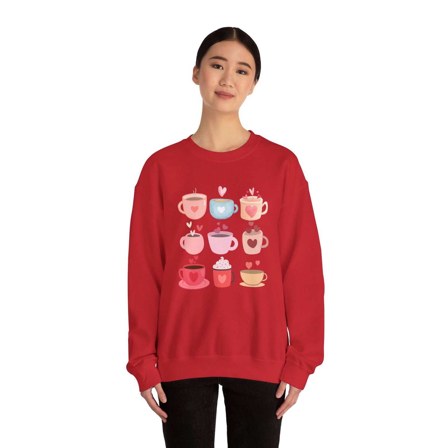 Best Unisex Coffee Sweatshirt "Coffee Mugs Hearts"