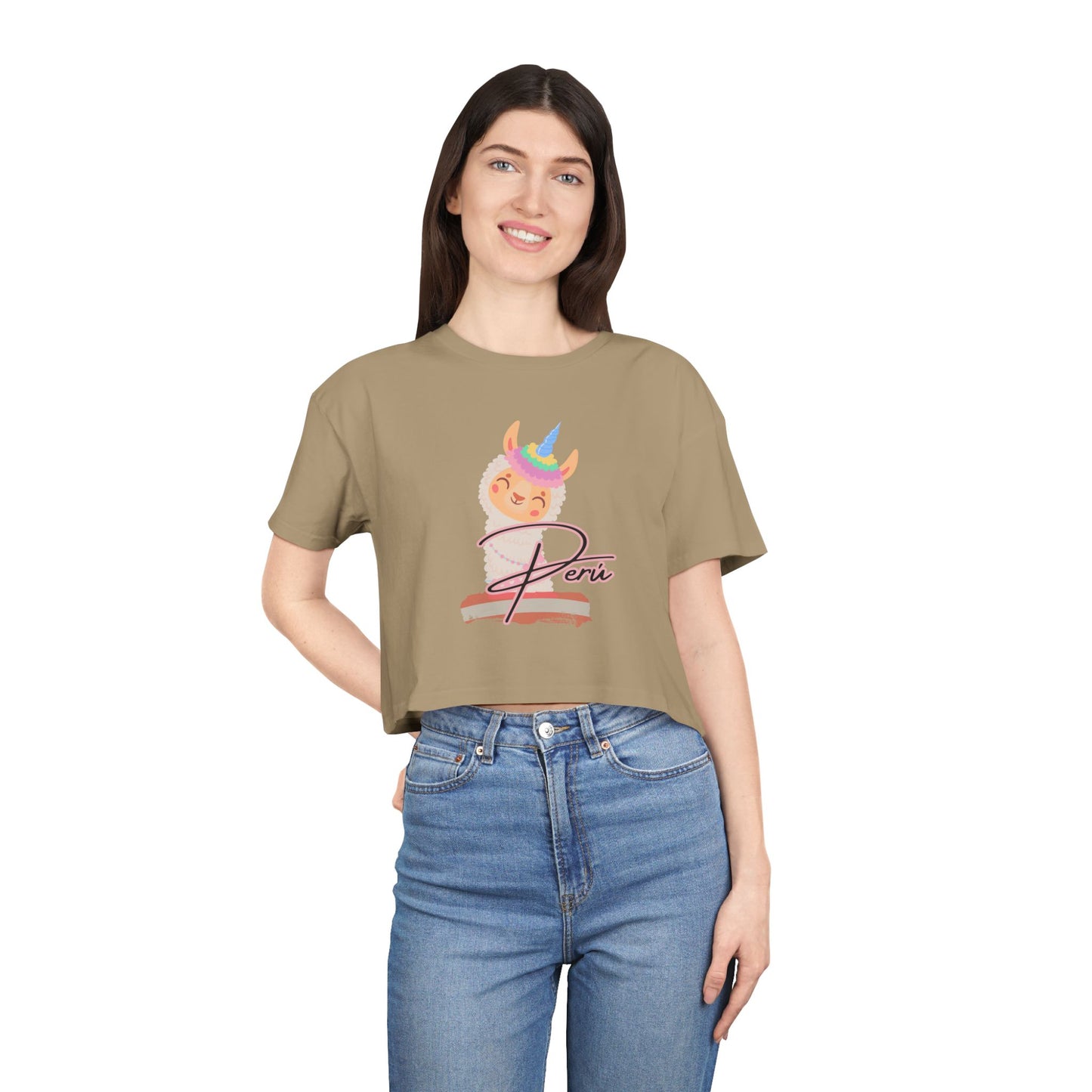 Best Peru Llama Unicorn Crop Top | Peruvian Gift USA