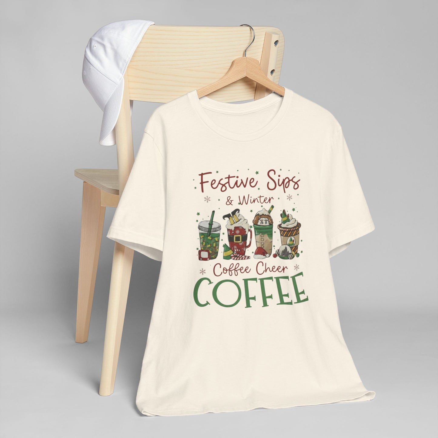 ❄️☕ Festive Sips & Winter Coffee Cheer T-Shirt USA | Holiday Coffee Tee