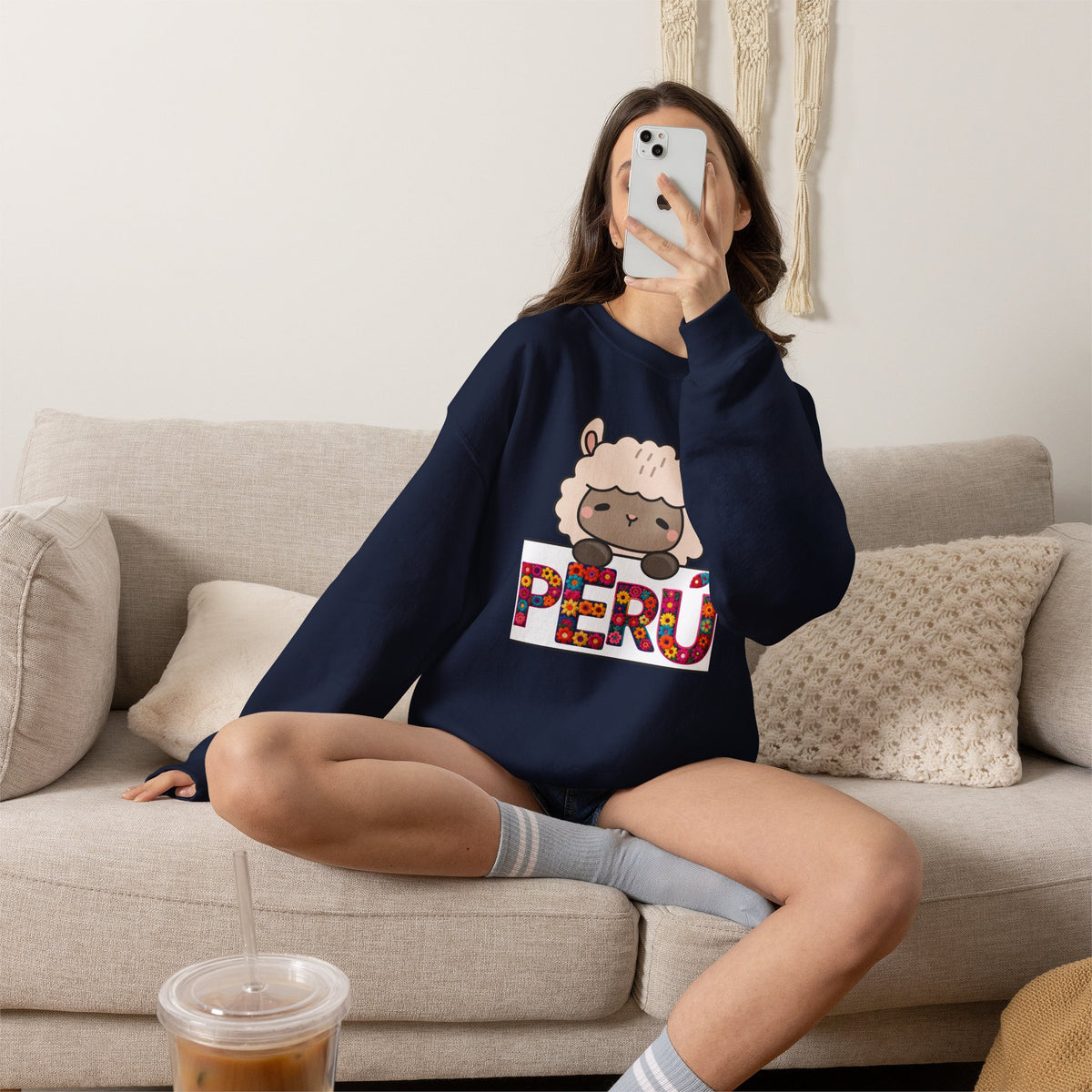 Best Cute Alpaca Peru Sweatshirt - Kawaii Floral Crewneck