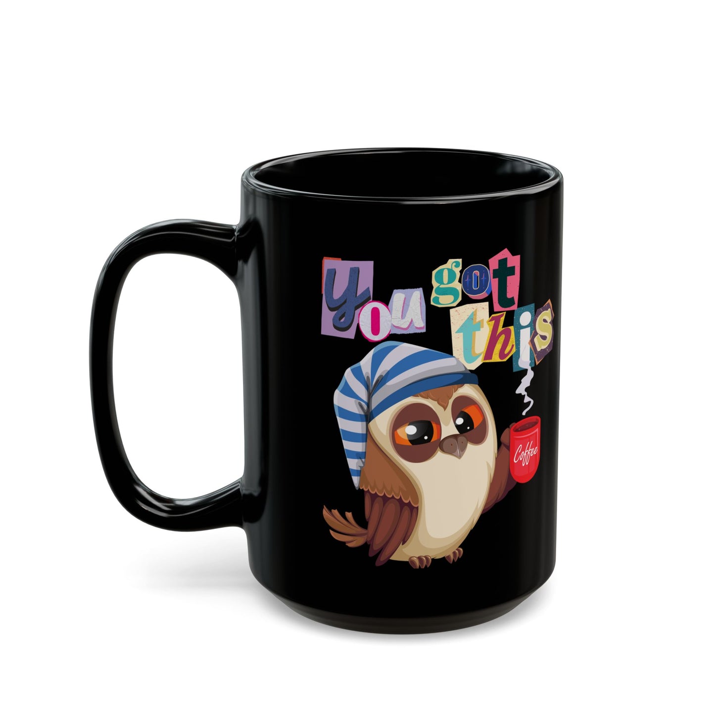 Best Black Coffee Mug with Sleepy Owl's Wake-Up Call: Midnight Motivator