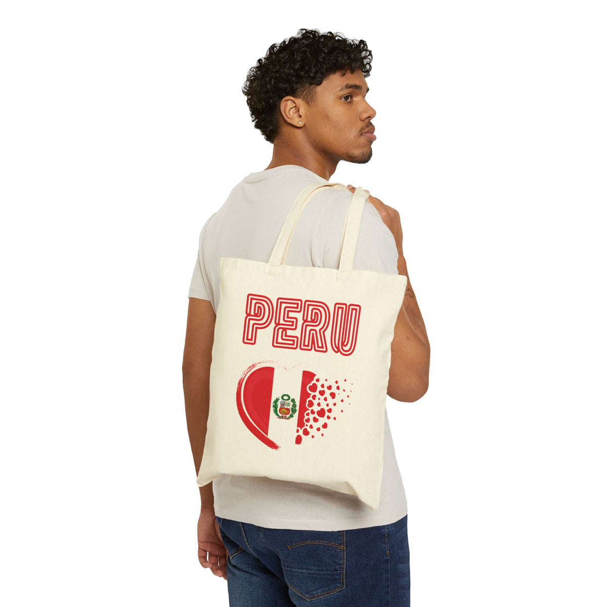 Best Peru Heart Flag Canvas Tote Bag