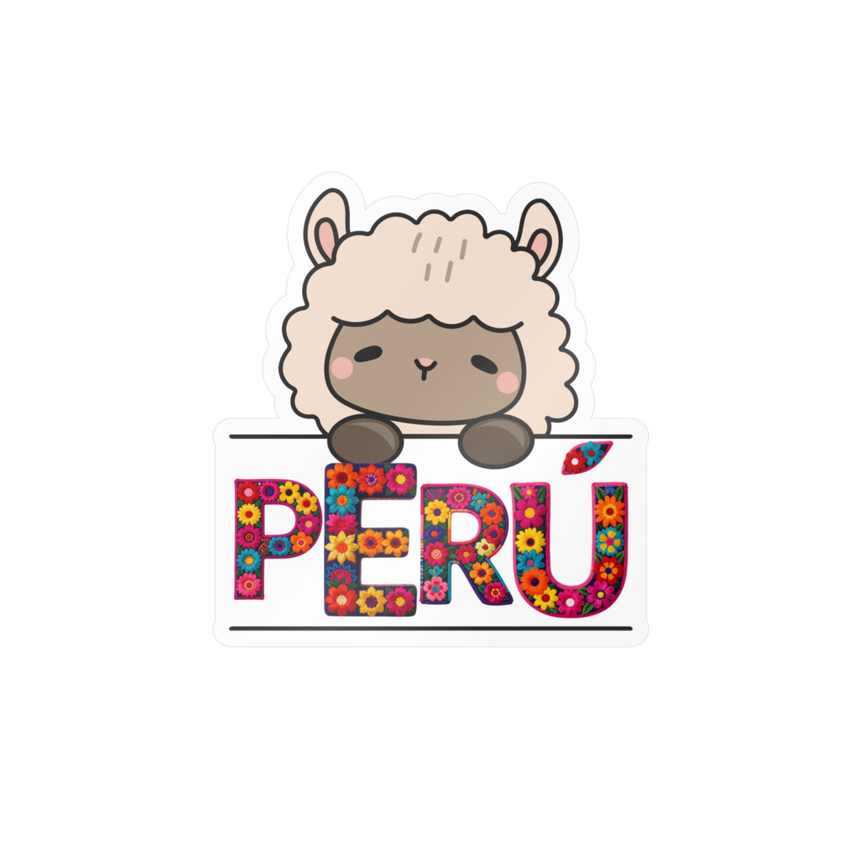 Best Peru Floral Llama Sticker - Vinyl Decal
