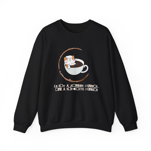 🐱☕ Not a Morning Person Coffee Cat Sweatshirt USA | Funny Unisex Coffee Sweater