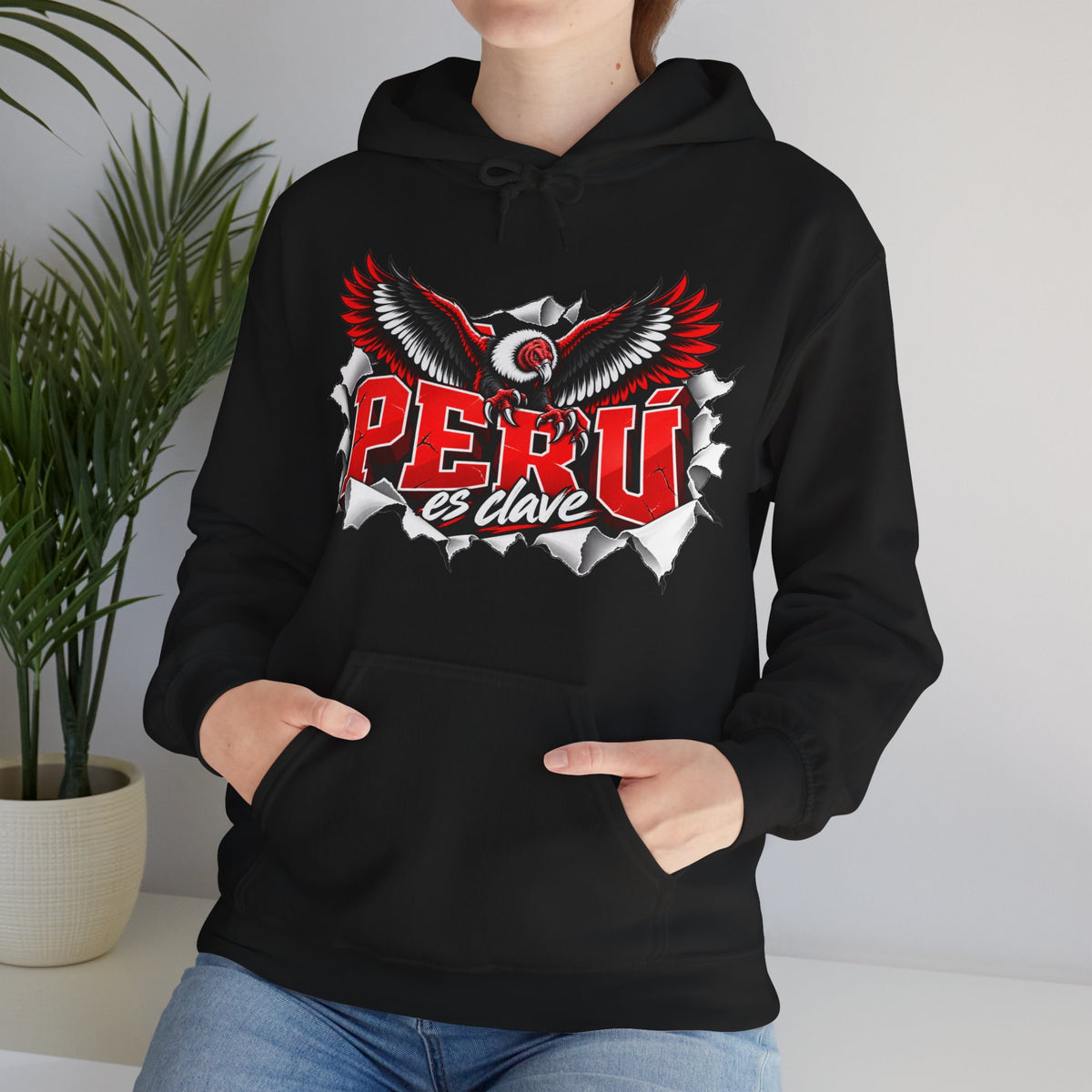 Best Perú es Clave Condor Hoodie - Red & White Peru Gift