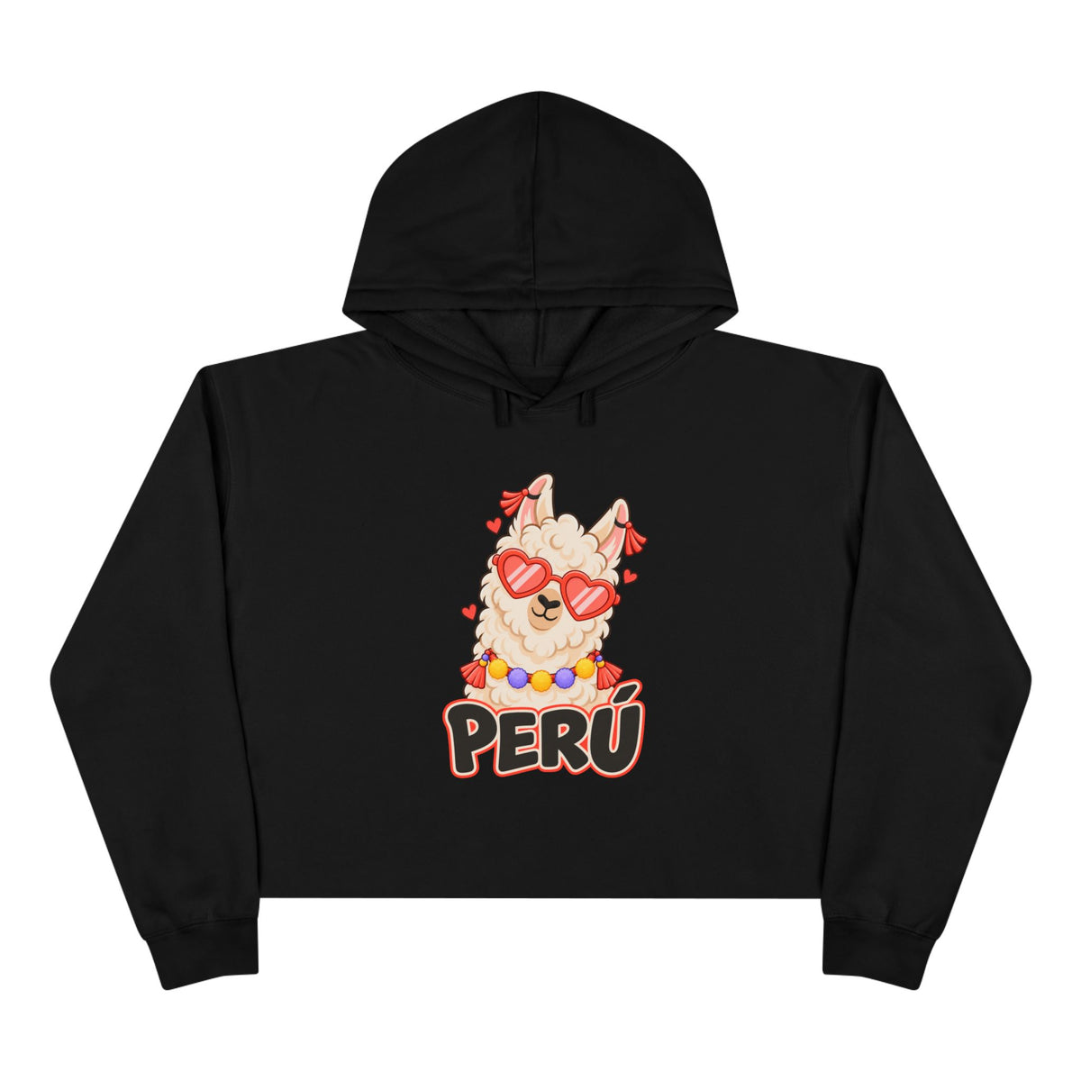 Best Cool Llama Peru Crop Hoodie - Heart Sunglasses Gift