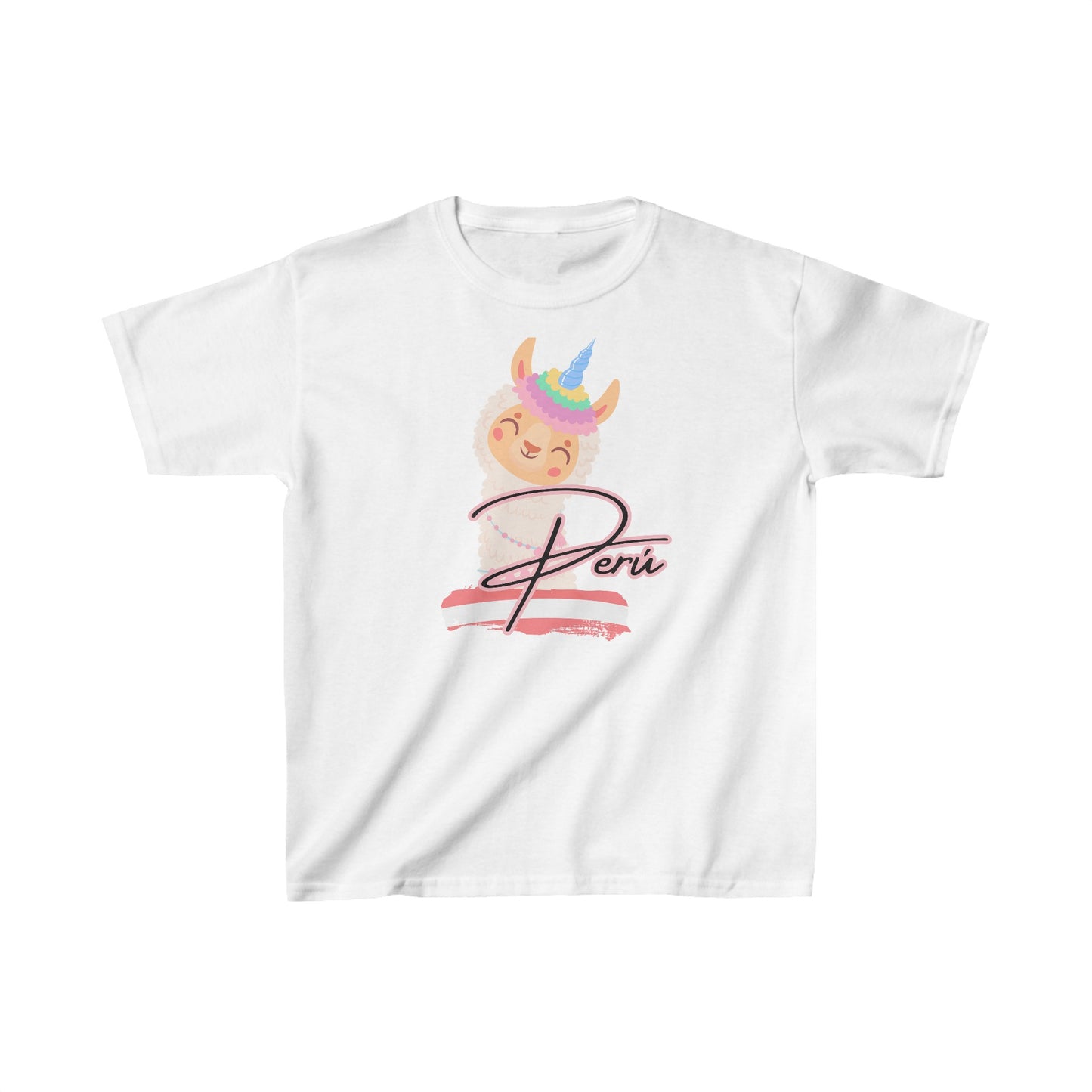 Best Peruvian Kids Tee "Peru Llama Rainbow"