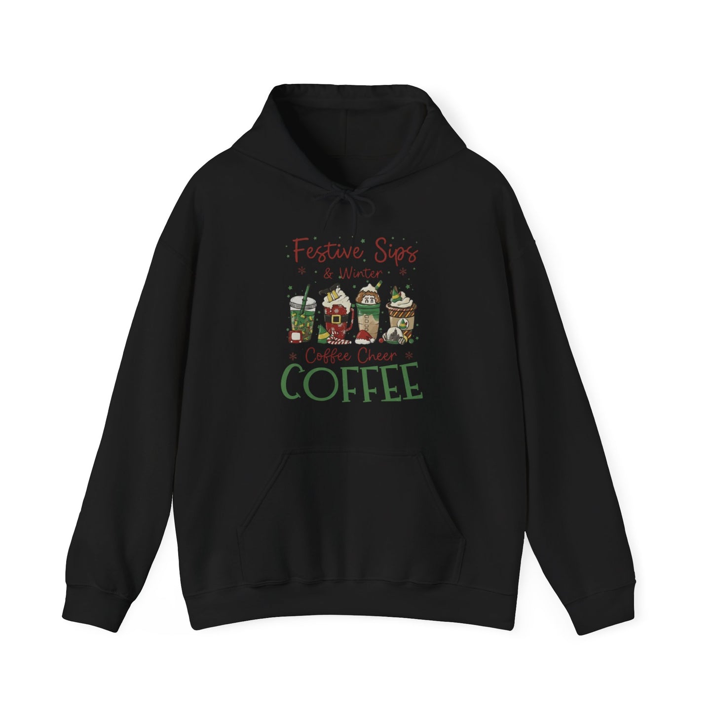 Festive Sips & Winter Coffee Cheer Hoodie USA ❄️☕ – Unisex Holiday Coffee Hoodie