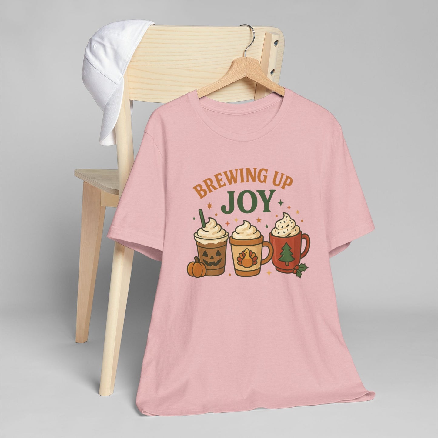 🎃🦃🎄 Brewing Up Joy Unisex T-Shirt USA | Holiday Coffee Tee