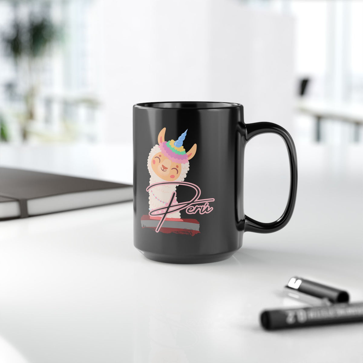 Best Peruvian Black Coffee Mug "Llama Rainbow"