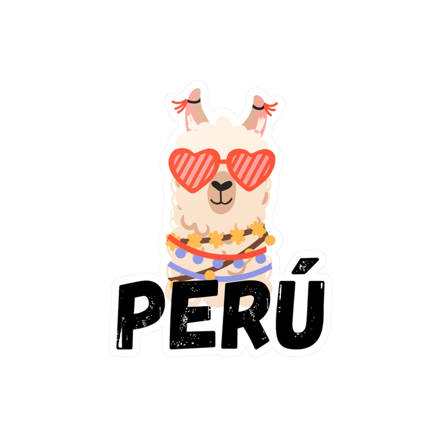 Best Perú Llama Heart Sunglasses Sticker USA Vinyl Decal