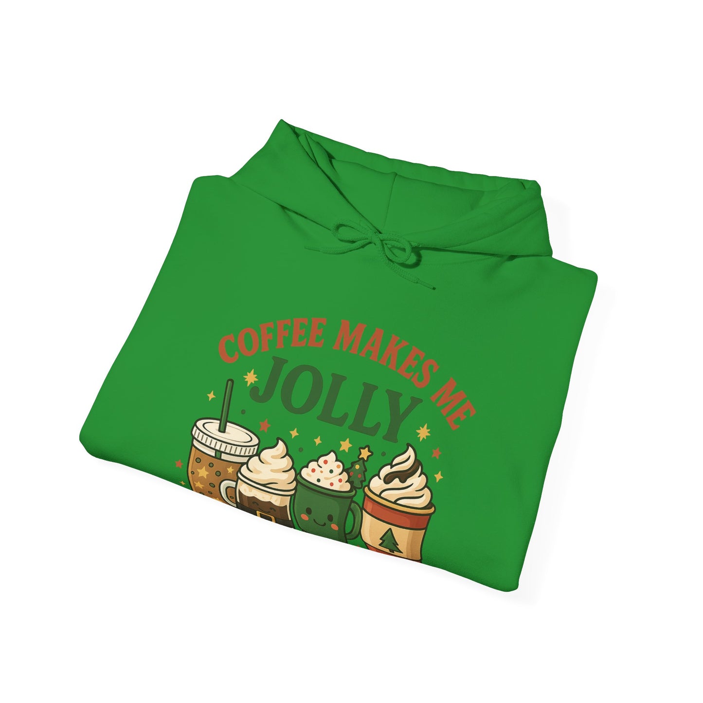 Coffee Makes Me Jolly Hoodie USA 🎄 – Unisex Holiday Coffee Hoodie for Coffee Lovers