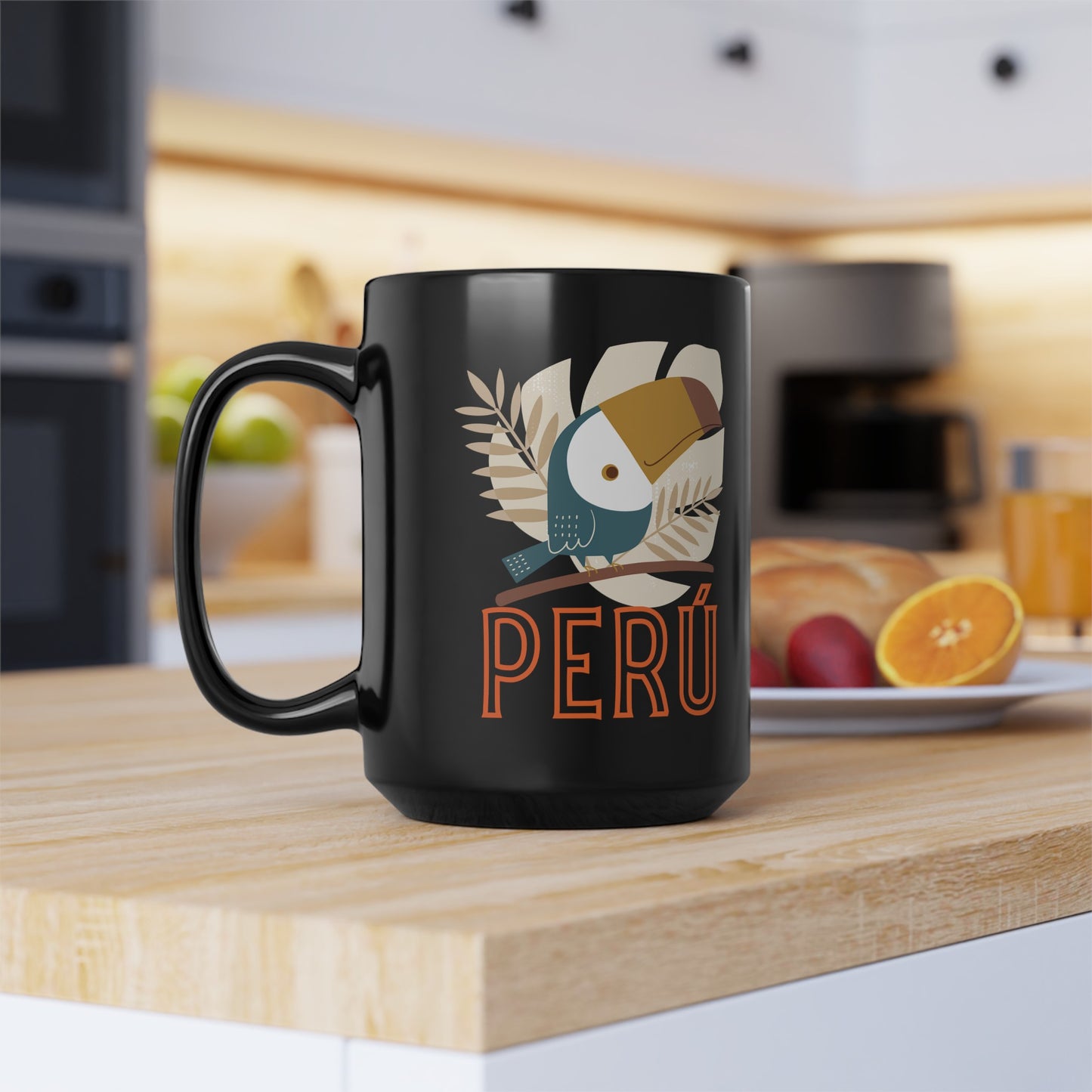 Best Peruvian Coffee Black Mug (11oz, 15oz) "Peru Rainforest"