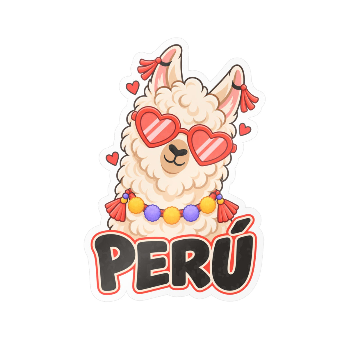 Best Cool Llama Peru Sticker - Heart Sunglasses Llama Decal